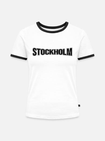 Stockholm - Frauen Kontrast-T-Shirt - Weiß/Schwarz