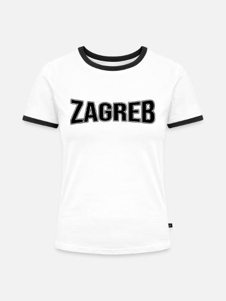 Zagreb - Frauen Kontrast-T-Shirt - Weiß/Schwarz