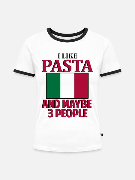 Pasta Italien Essen - Frauen Kontrast-T-Shirt - Weiß/Schwarz