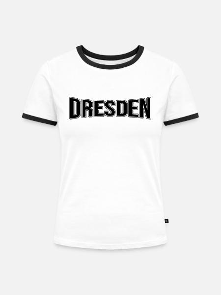 Dresden - Frauen Kontrast-T-Shirt - Weiß/Schwarz