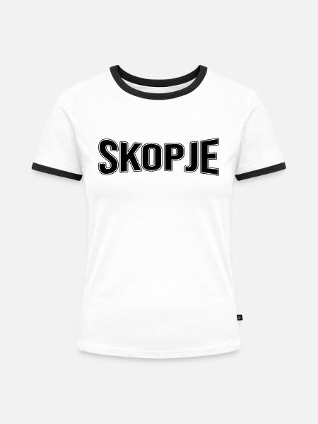 Skopje - Frauen Kontrast-T-Shirt - Weiß/Schwarz