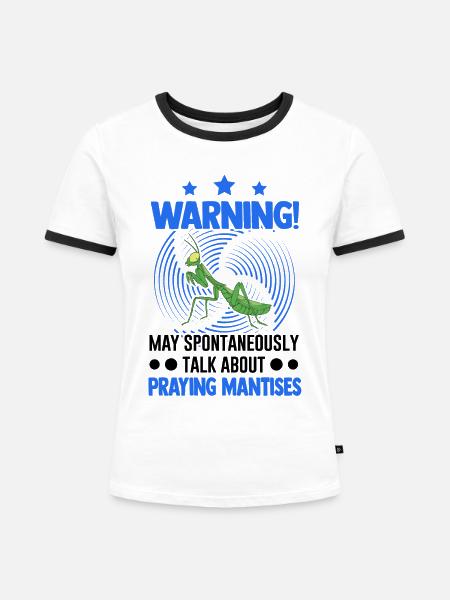 Gottesanbeterin Mantis Fangschrecke - Frauen Kontrast-T-Shirt - Weiß/Schwarz