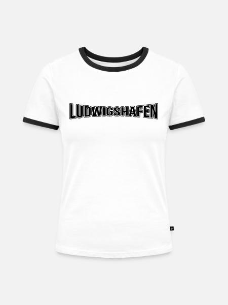 Ludwigshafen - Frauen Kontrast-T-Shirt - Weiß/Schwarz