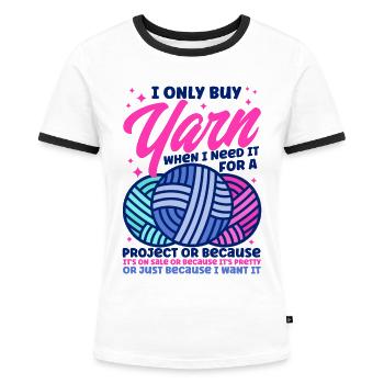 Stricken Stoff Stricken Stricken Geschenk - Frauen Kontrast-T-Shirt - Weiß/Schwarz - Vorne - Selfina (174cm)