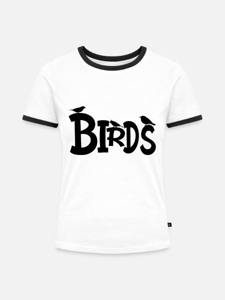 Birds - Budgie - Birdwatcher Gift idea - Frauen Kontrast-T-Shirt - Weiß/Schwarz