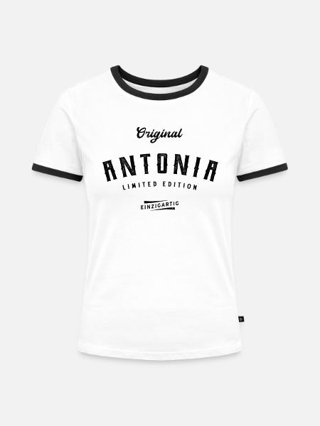 Antonia Limited Edition - Frauen Kontrast-T-Shirt - Weiß/Schwarz