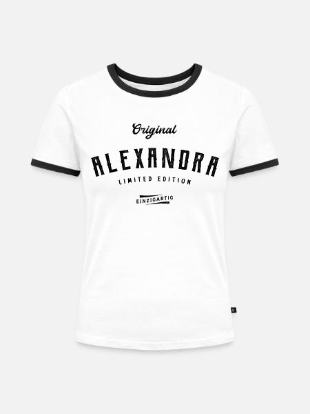 Alexandra Limited Edition - Frauen Kontrast-T-Shirt - Weiß/Schwarz