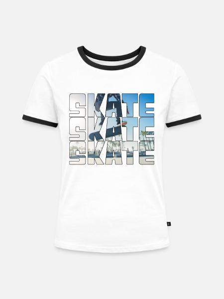Skateboarding - Frauen Kontrast-T-Shirt - Weiß/Schwarz