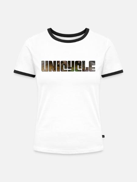 Einrad fahren - Frauen Kontrast-T-Shirt - Weiß/Schwarz