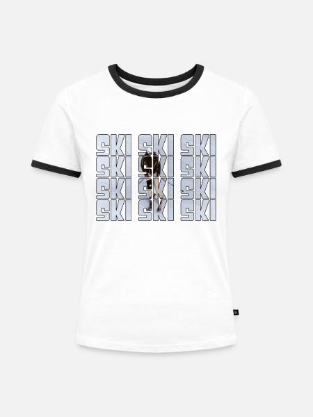 Ski - Frauen Kontrast-T-Shirt - Weiß/Schwarz