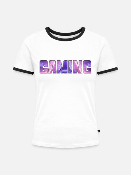 gaming - Frauen Kontrast-T-Shirt - Weiß/Schwarz