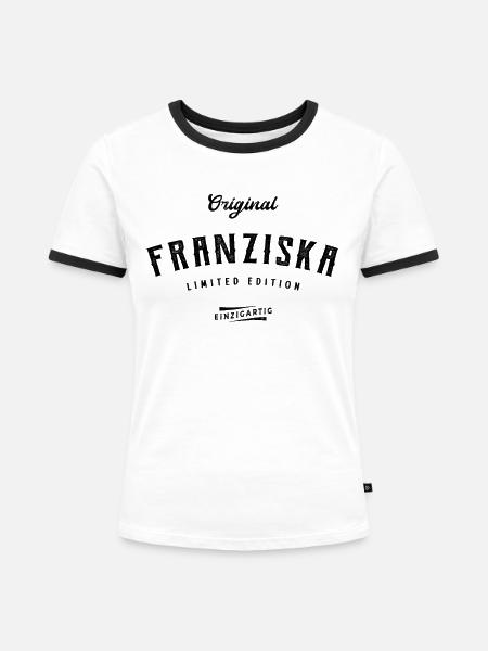 Franziska Limited Edition - Frauen Kontrast-T-Shirt - Weiß/Schwarz