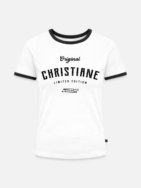 Christiane Limited Edition - Frauen Kontrast-T-Shirt - Weiß/Schwarz