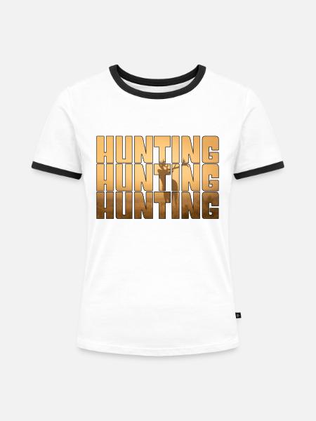 Jagen - Frauen Kontrast-T-Shirt - Weiß/Schwarz