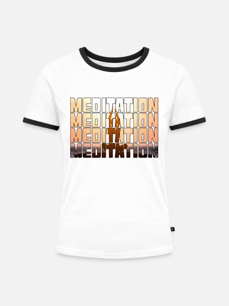 Meditation - Frauen Kontrast-T-Shirt - Weiß/Schwarz