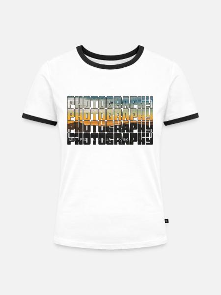 Fotografie - Frauen Kontrast-T-Shirt - Weiß/Schwarz