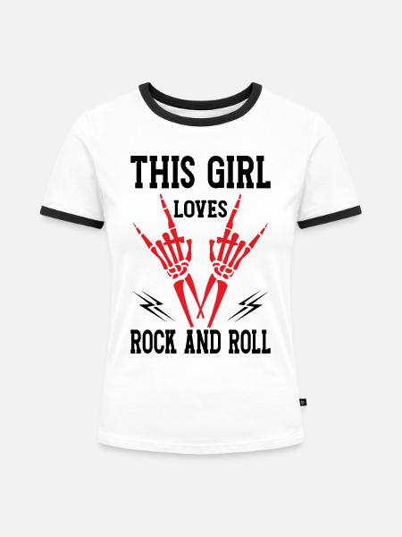 Rock and Roll Girl - Frauen Kontrast-T-Shirt - Weiß/Schwarz