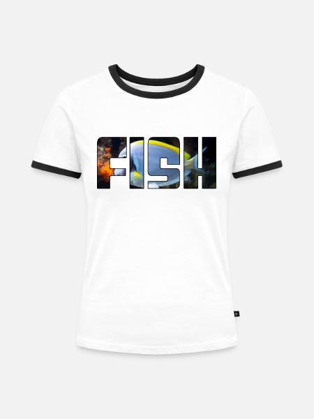 Fisch - Frauen Kontrast-T-Shirt - Weiß/Schwarz