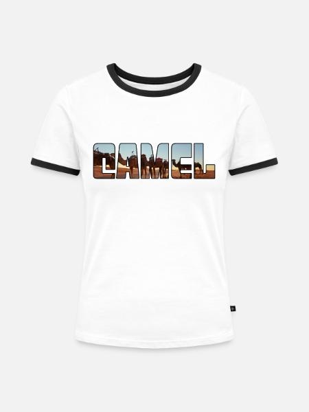 Kamel - Frauen Kontrast-T-Shirt - Weiß/Schwarz