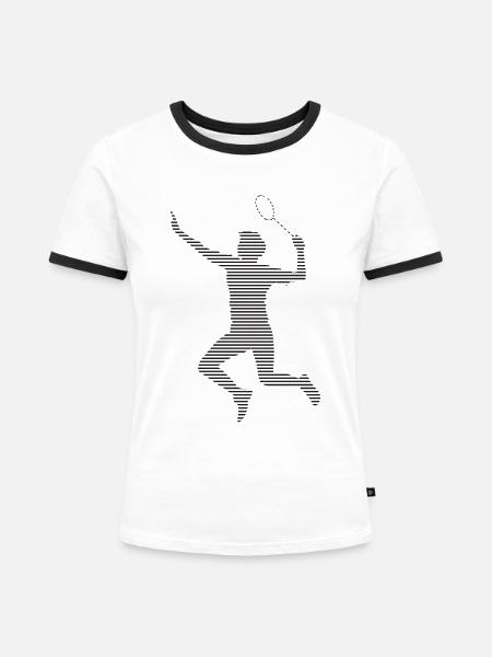 Badminton - Frauen Kontrast-T-Shirt - Weiß/Schwarz