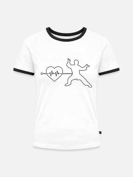 Kampfsport Herzschlag - Frauen Kontrast-T-Shirt - Weiß/Schwarz