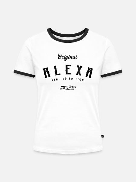 Alexa Limited Edition - Frauen Kontrast-T-Shirt - Weiß/Schwarz
