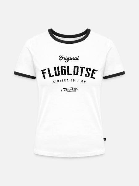 Fluglotse Limited Edition - Frauen Kontrast-T-Shirt - Weiß/Schwarz