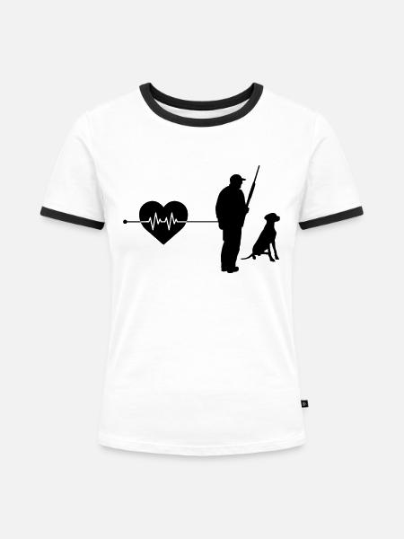 Jagd Herzschlag - Frauen Kontrast-T-Shirt - Weiß/Schwarz