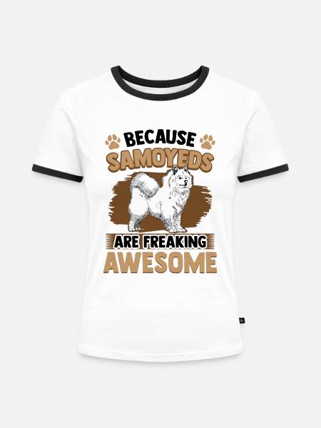 Samojede sind fantastisch Samojedenspitz - Frauen Kontrast-T-Shirt - Weiß/Schwarz