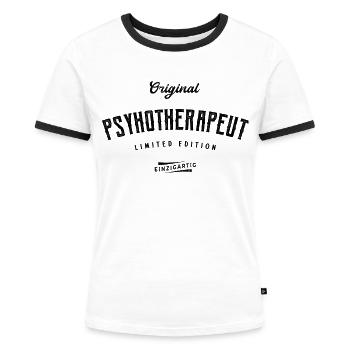 Psychotherapeut Limited Edition - Frauen Kontrast-T-Shirt - Weiß/Schwarz - Vorne - Selfina (174cm)