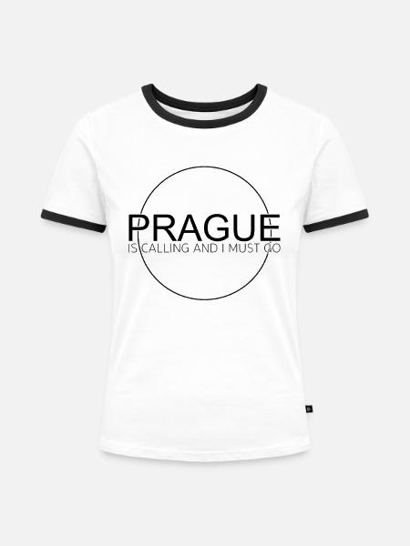 Prag - Frauen Kontrast-T-Shirt - Weiß/Schwarz