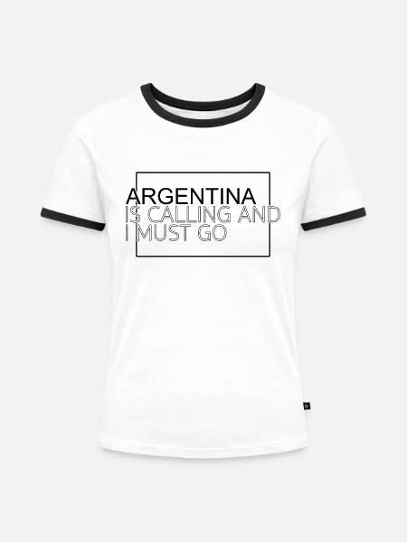 ARGENTINIEN - Frauen Kontrast-T-Shirt - Weiß/Schwarz