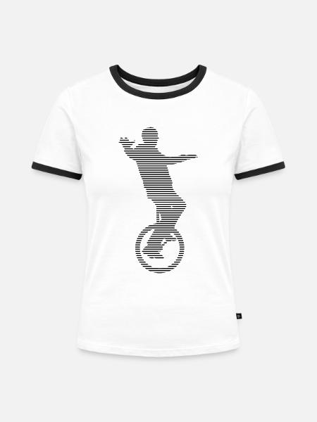 Einrad - Frauen Kontrast-T-Shirt - Weiß/Schwarz