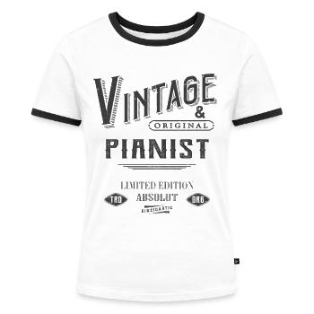 Pianist Vintage Piano - Frauen Kontrast-T-Shirt - Weiß/Schwarz - Vorne - Selfina (174cm)