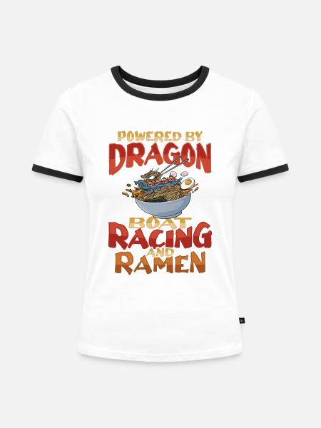 Ramen- und Drachenboot - Frauen Kontrast-T-Shirt - Weiß/Schwarz
