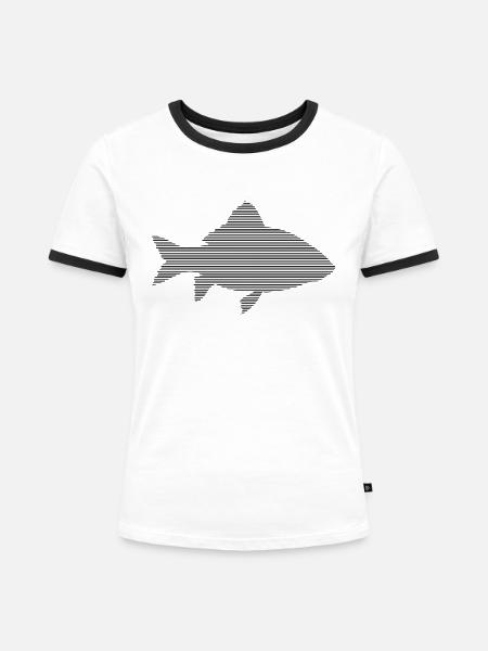 Fisch - Frauen Kontrast-T-Shirt - Weiß/Schwarz