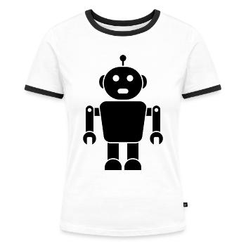 Roboter Roboter - Frauen Kontrast-T-Shirt - Weiß/Schwarz - Vorne - Selfina (174cm)