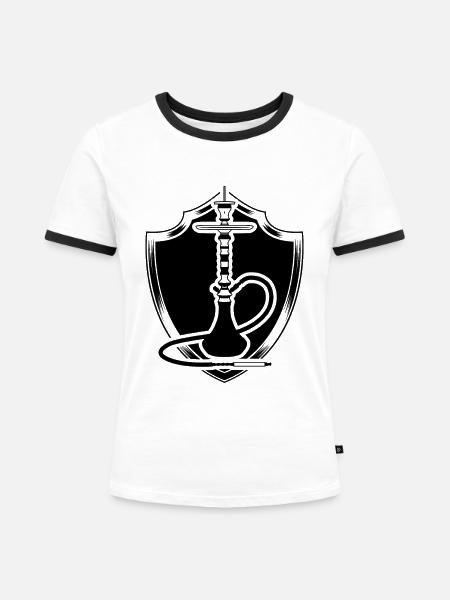 Shisha Wappen - Frauen Kontrast-T-Shirt - Weiß/Schwarz