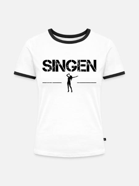 singen - Frauen Kontrast-T-Shirt - Weiß/Schwarz