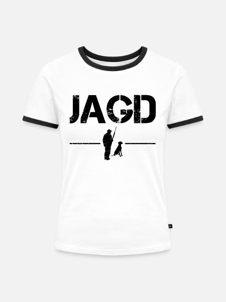 Jagen - Frauen Kontrast-T-Shirt - Weiß/Schwarz