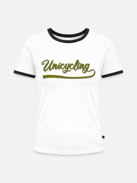 Einrad fahren - Frauen Kontrast-T-Shirt - Weiß/Schwarz