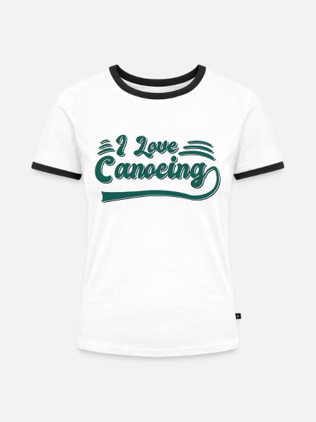 Ich liebe Kanusport - Frauen Kontrast-T-Shirt - Weiß/Schwarz
