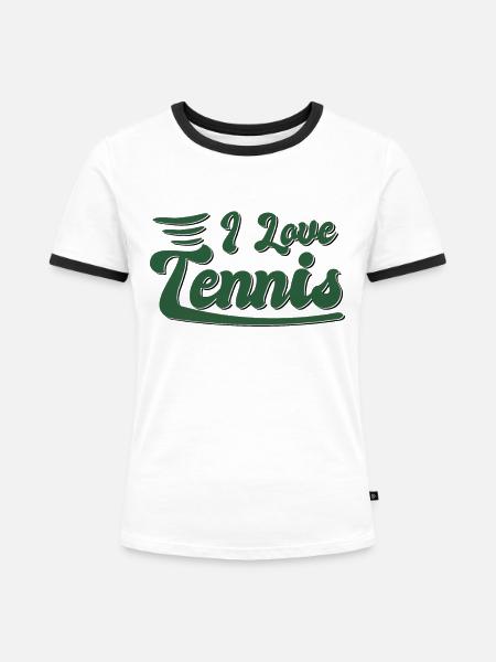 Ich liebe Tennis - Frauen Kontrast-T-Shirt - Weiß/Schwarz