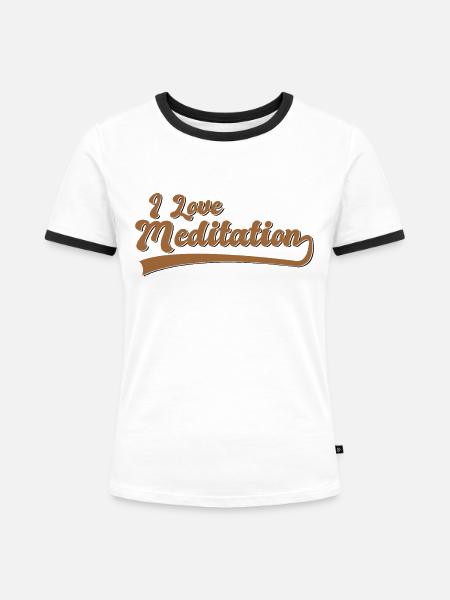 Ich liebe Meditation - Frauen Kontrast-T-Shirt - Weiß/Schwarz