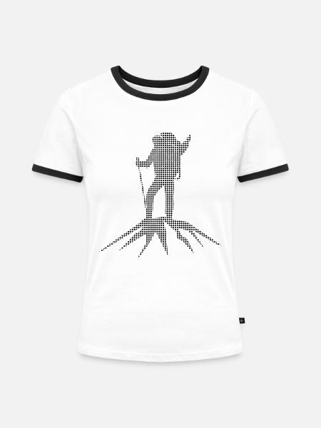 Bergsteigen - Frauen Kontrast-T-Shirt - Weiß/Schwarz