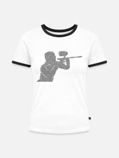 Paintball - Frauen Kontrast-T-Shirt - Weiß/Schwarz