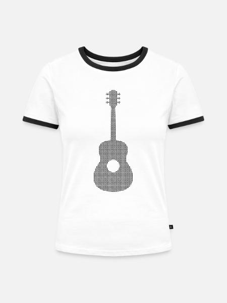 Gitarre - Frauen Kontrast-T-Shirt - Weiß/Schwarz