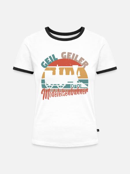 Modeleisenbahner Modeleisenbahn Modellzug Lok - Frauen Kontrast-T-Shirt - Weiß/Schwarz