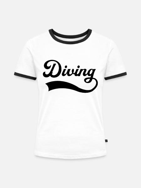 Tauchen Schriftzug - Frauen Kontrast-T-Shirt - Weiß/Schwarz
