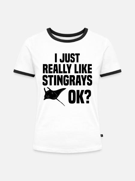 Stachelrochen Mantarochen Ozean - Frauen Kontrast-T-Shirt - Weiß/Schwarz